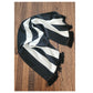 Vintage 40s Liquid Silk Scarf Black White Striped Fringed Peck & Peck Unisex Art Deco Geometric