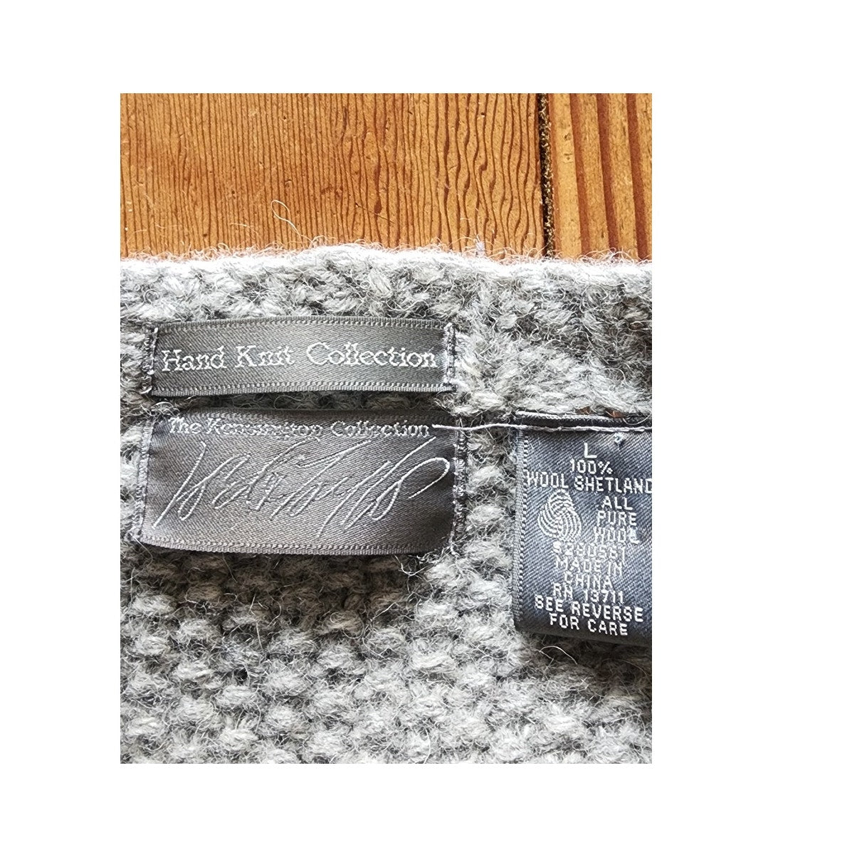 Vintage 1990s Lord & Taylor Ski Sweater Southwestern Geometric Intarsia Gray Wool