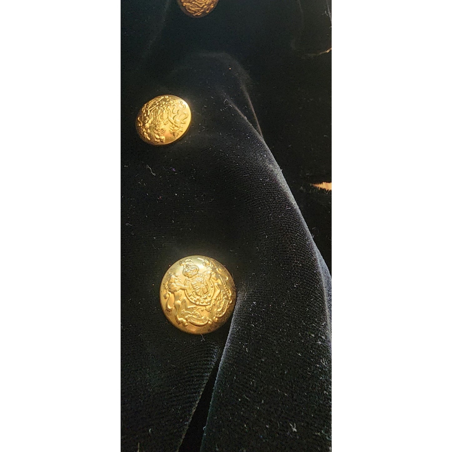 Vintage 1960s Black Velvet Opera Coat Double Breasted Gold Buttons