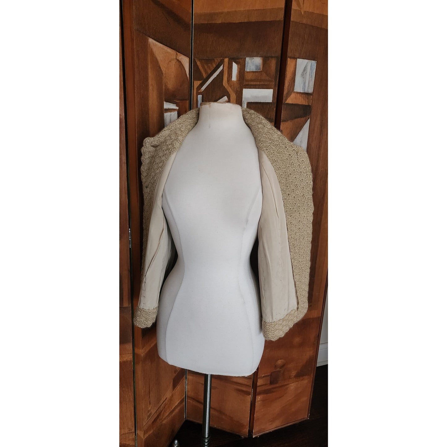 Vintage 60s Beige Knit Jacket Blazer Cardigan Stye / M