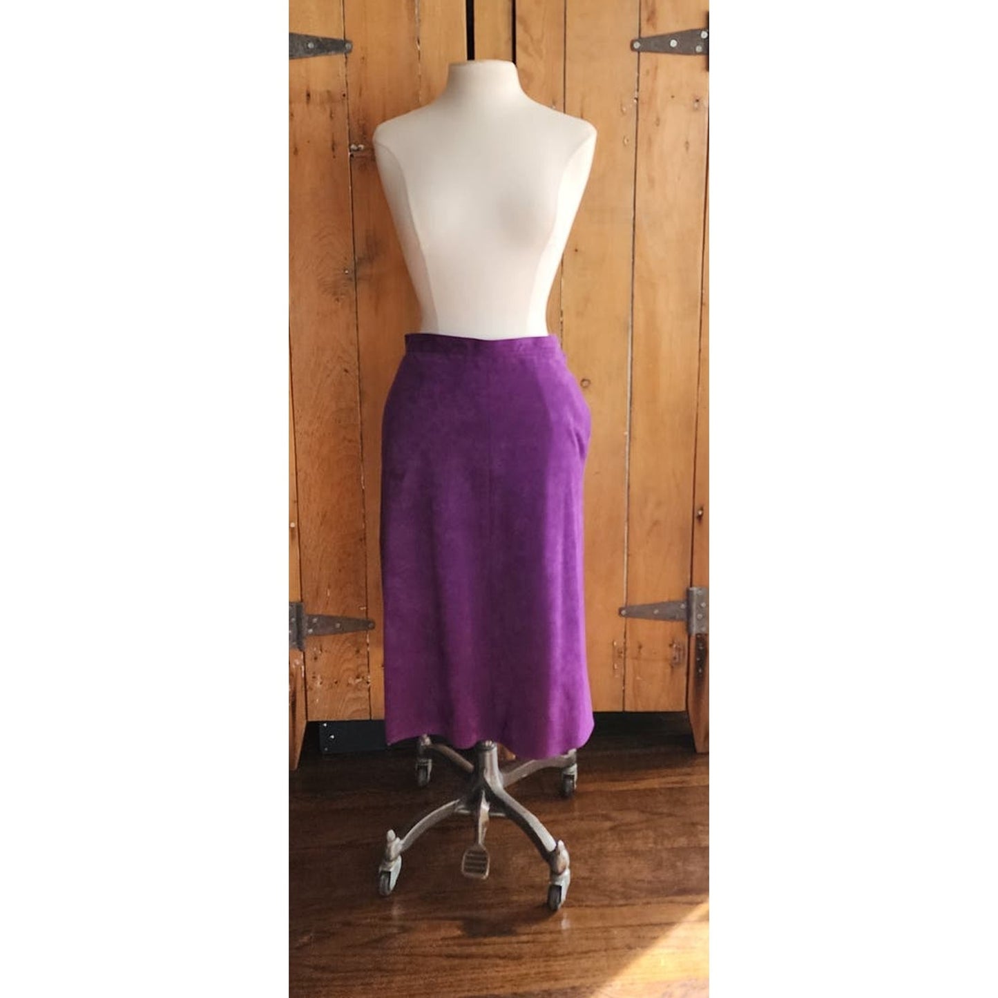 Vintage 70s Purple Skirt Ultrasuede Midi Skirt