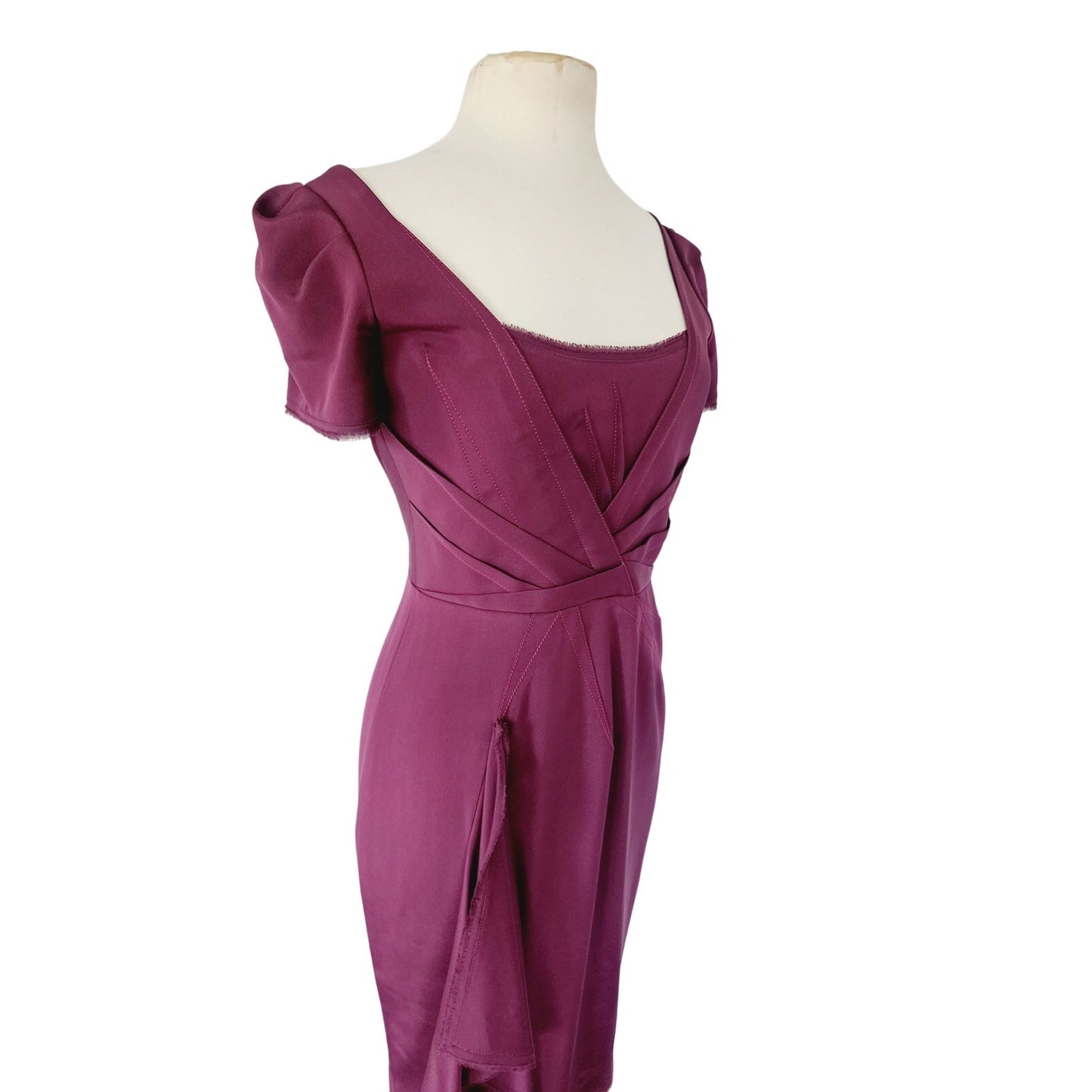 Vintage Y2K Zac Posen Dress Plum Purple Beetroot Midi NWT Asymmetrical Skirt SATC
