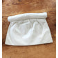 Vintage 80s Slouched Clutch White Leather