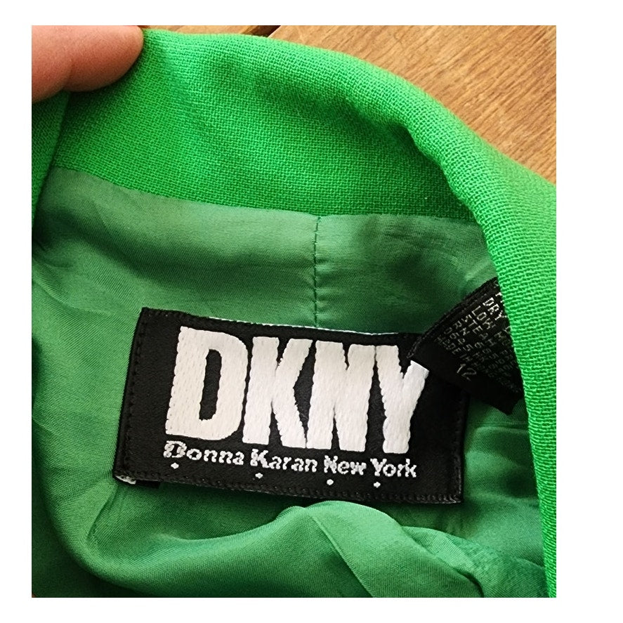 Vintage 90s DKNY Women's Green Single Button Blazer Jacket
