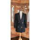 Vintage 80s GENNY Blazer Black Linen Jacket Hip Length Double Breasted Gold Buttons / M