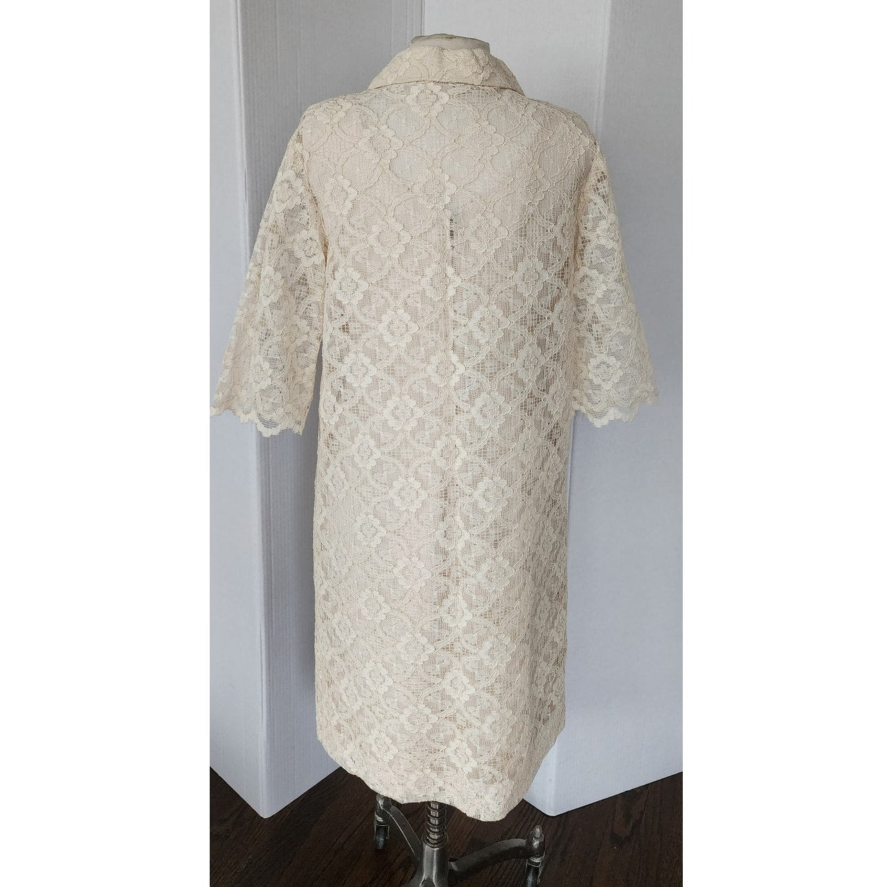 Vintage 60s Cream Lace Dress + Coat Ensemble Bridal Wedding