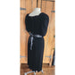 Vintage 80s Black Velvet Party Dress Puffed Sleeves Kappi I Magnin