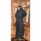 Vintage 50s Black Shirtwaist Day Dress Short Sleeve Textured Stripe Kay Whitney