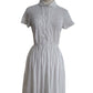 Vintage 50s Shirtdress White Embroidered Cotton Short Sleeve