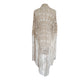 Vintage Cream Crochet Lace Piano Shawl Oversized Macrame Silk Ribbon Wrap Fringed