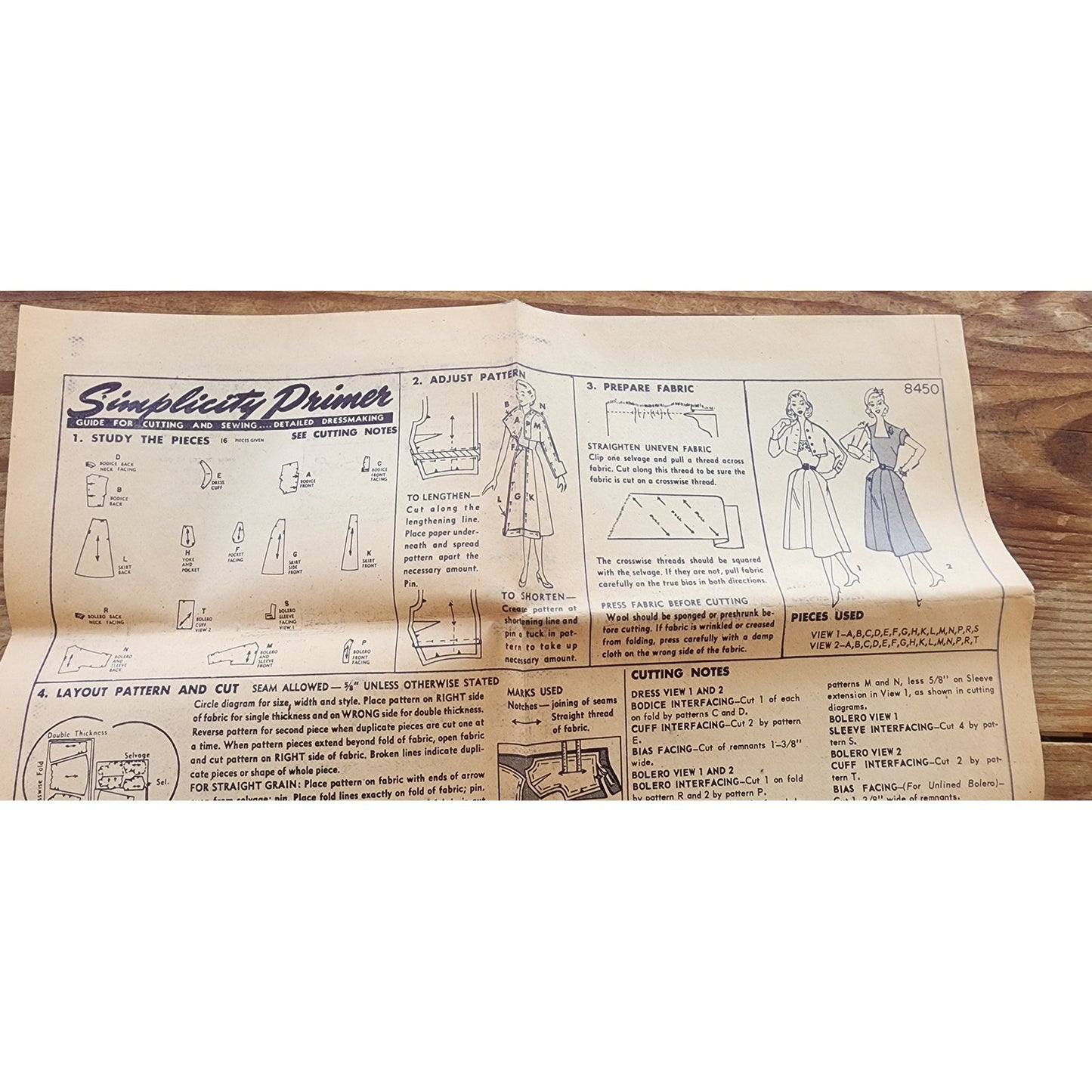 Vintage 1950s Sewing Pattern ORIGINAL: Dress + Bolero Jacket Simplicity 8450 Bust 34