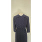 Vintage 1950s Dress + Jacket Suit Set Navy Blue Polkadot Wool Silk / M