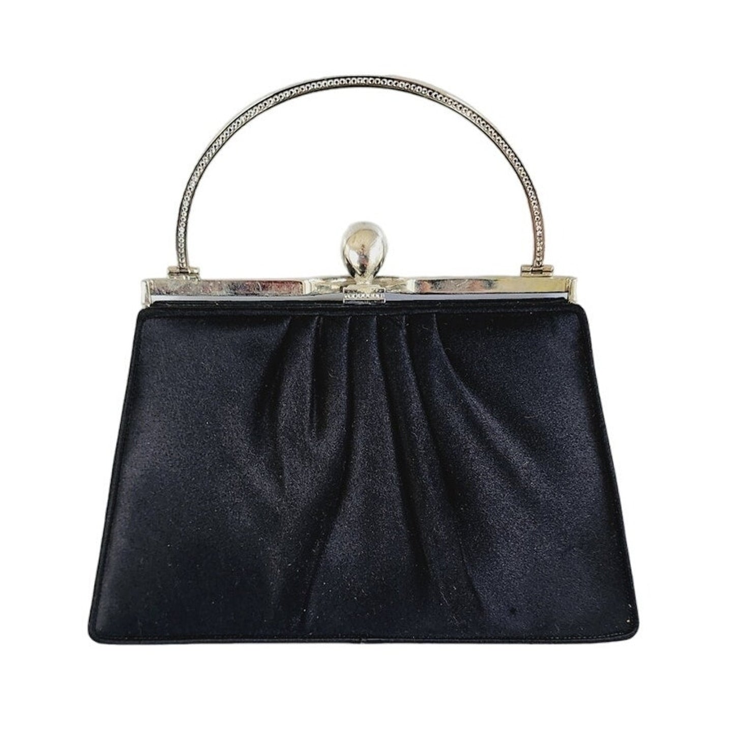 Vintage Judith Leiber Bag Black Satin w/ Crystal Handle