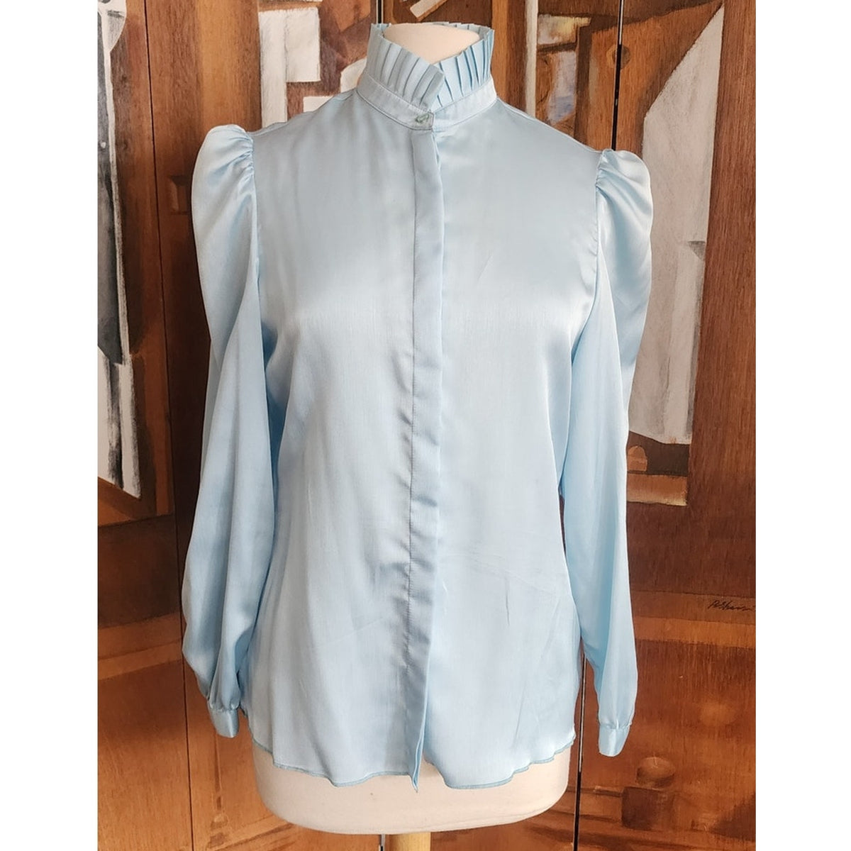 Vintage 70s St John Santana Knit Suit Baby Blue w/Blouse RARE