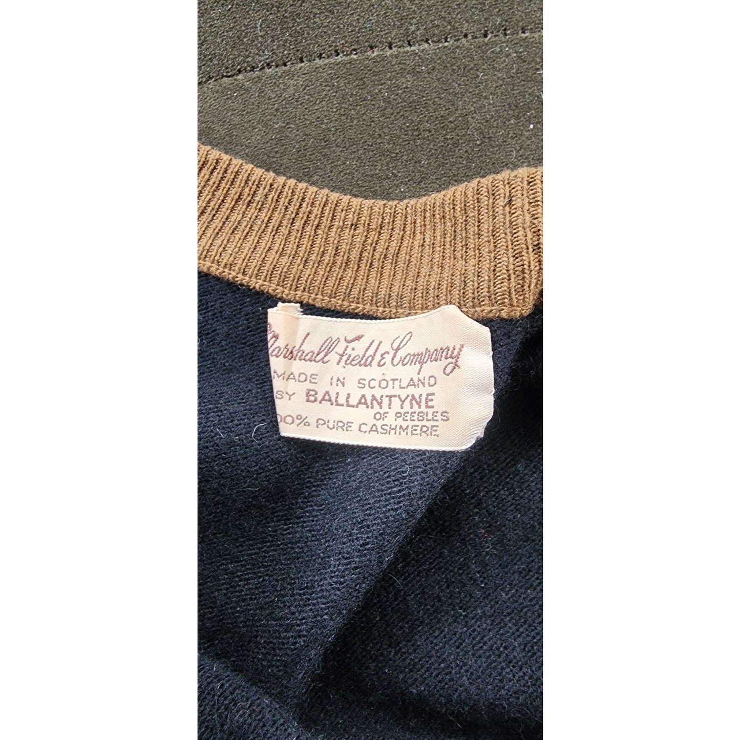 Vintage 50s Cashmere Cardigan Sweater Marshall Fields Ballantyne Scotland