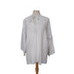 Antique Edwardian Poet's Blouse White Cotton Tunic Shirt w/ Embroidered Crochet Lace Sash Tie