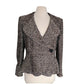 Vintage 2000s Armani Blazer Gray Gold Boucle Tweed Peplum Fitted Jacket / L