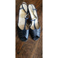 Vintage 70s Ferragamo Navy Blue Leather T Strap Dancing Shoes Mary Jane Heels 10AA