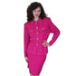 Vintage 80s St John Knit Skirt Suit Hot Pink Fuschia Santana Wool Blend