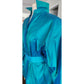 Vintage 80s Silk Blouse Electric Blue w/Pleats and Belt/Pussycat Bow / M