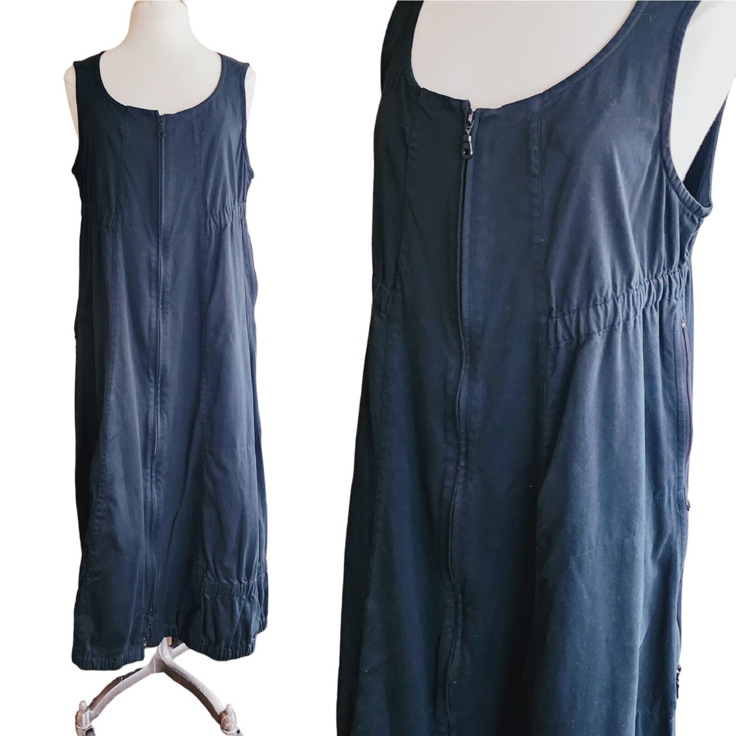 Vintage RUNDHOLZ Black Label Dress Sleeveless Cotton w/Zippers