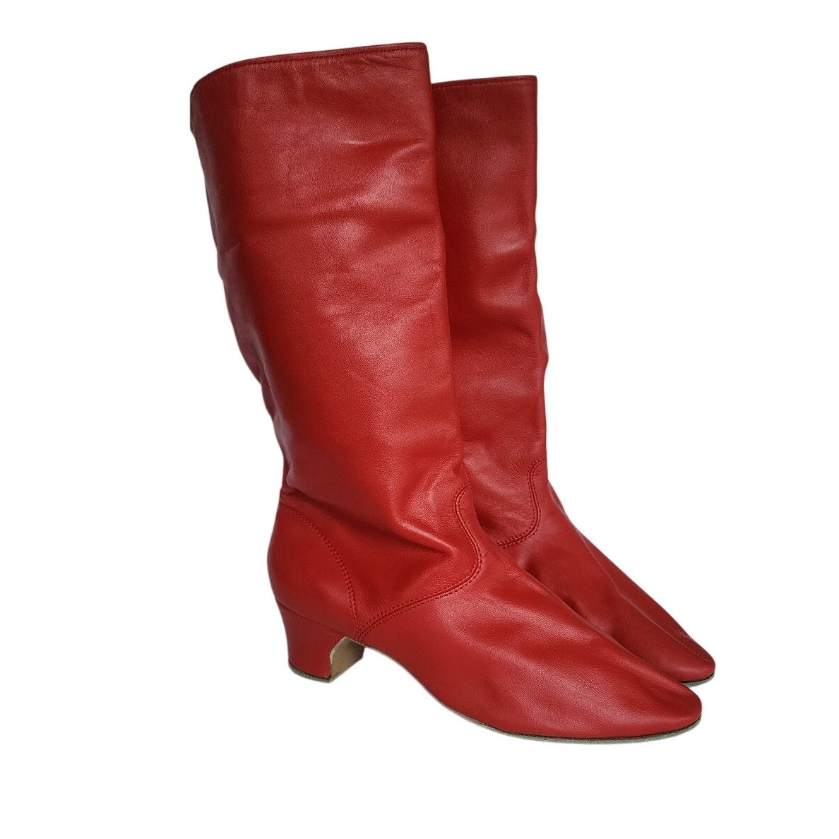 Red Leather Boots Ukrainian Choboty Traditional Dance Ethnic Folk Costume Ladies Size 41 / US 10