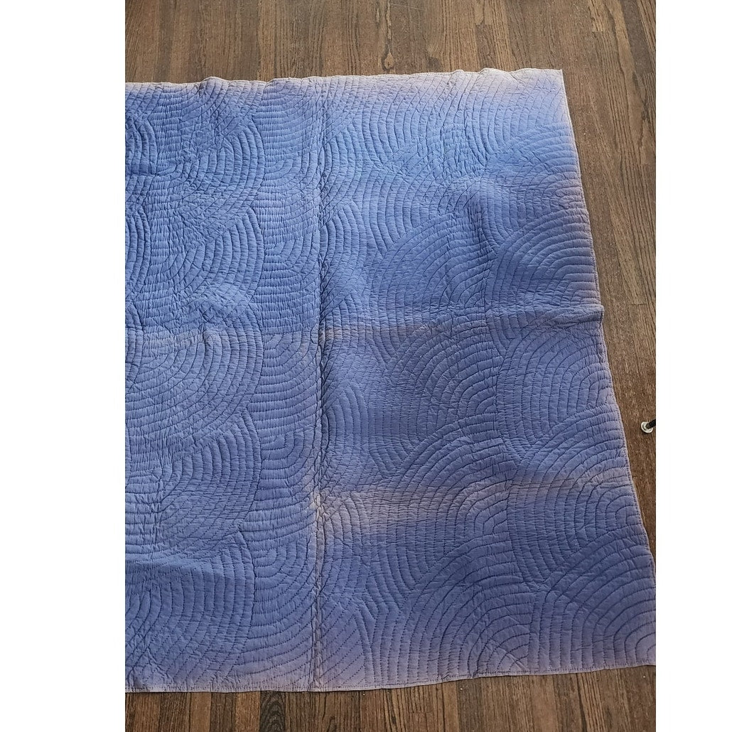 Antique 1800s Quilt Variable Stars Scraps Sampler Crossed Roads Dark Blue w/Cream Crosses