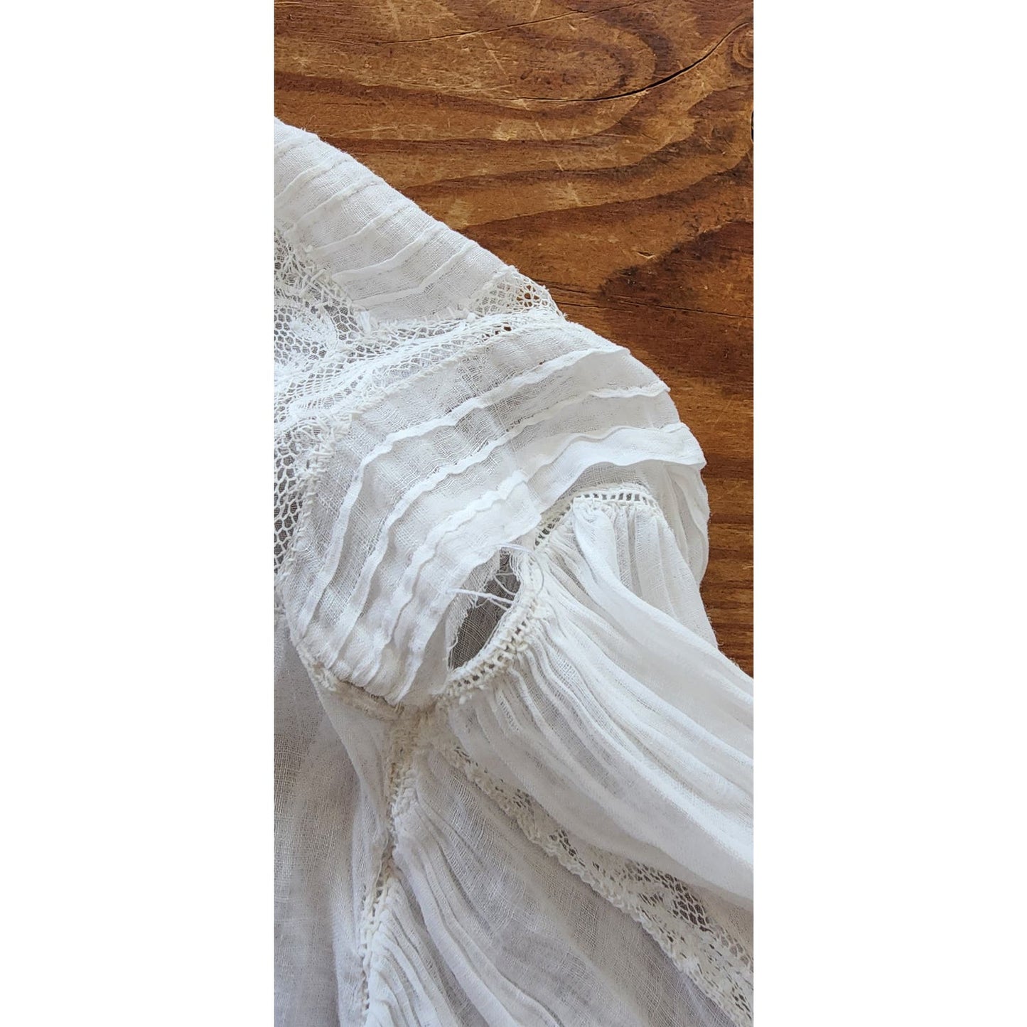 Antique Edwardian White Blouse Lace Embroidery AS IS