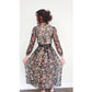 Vintage 1970s Dark Floral Print Dress Gauzy Maxi Sash Tie Belt
