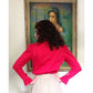Vintage 80s Fuschia Blouse Ruffled Front Shirt 1 Park Ave