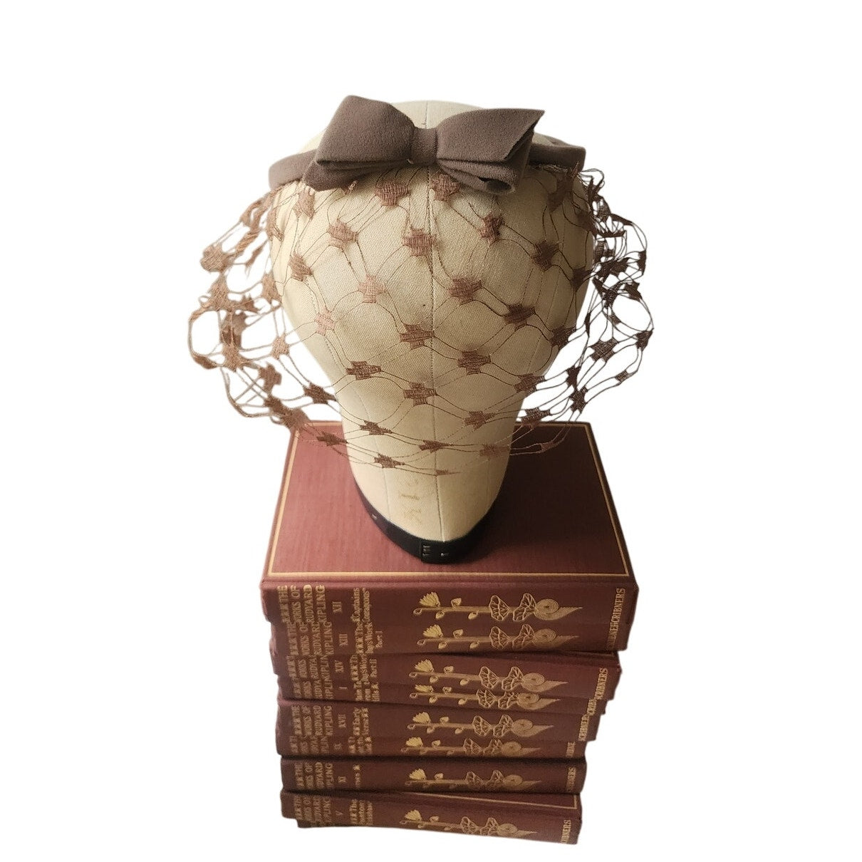 Vintage 50s 60s Halo Hat Paulette Circlet Headband Birdcage Fascinator Light Brown