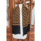 Vintage 1990s DKNY Scarf Black Gold Paisley Print Silk Oblong Fringe Donna Karan