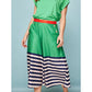 Retro Style Striped Culottes Green Navy Blue High Waisted Sailor Pants / M