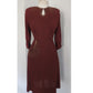 Vintage 1940s Beaded Dress in Brown Copper Crepe w/Keyhole Small