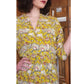 Vintage 1940s Yellow Rayon Novelty Print Midi Dress XS