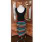 Vintage 1970s St John Dress Knit Rainbow Stripe Black Midi + Bolero Jacket