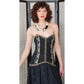 Vintage Strapless Evening Dress Black Gold Brocade Lace Trim