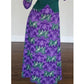 Vintage 70s Maxi Dress Purple & Green French Toile Print Baroque Rococo