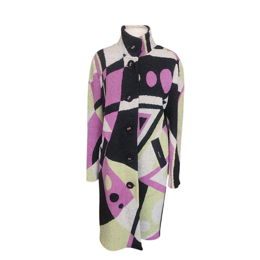 Vintage 90s Geiger Austria Boiled Wool Coat Abstract Geometric Mosaic