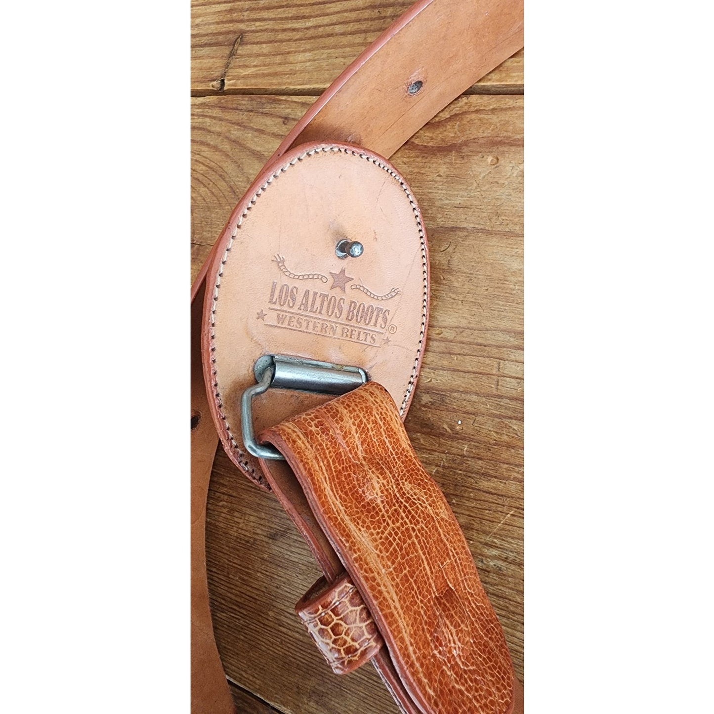Vintage 2000s Alligator Leather Belt Unisex Los Altos Caiman Lizard Skin Country Western Oryx