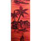 Vintage 60s Men's Red Hawaiian Shirt Surf Scenic Tiki Huts Cotton Short Sleeve