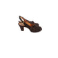 Vintage 1940s Brown Suede Shoes by Peacock Slingbacks Heels Cut Out Peep Toe 6.5