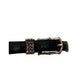 Vintage 1990s Brighton Leather Belt Black Leahter Beige Canvas Silver Buckle 28