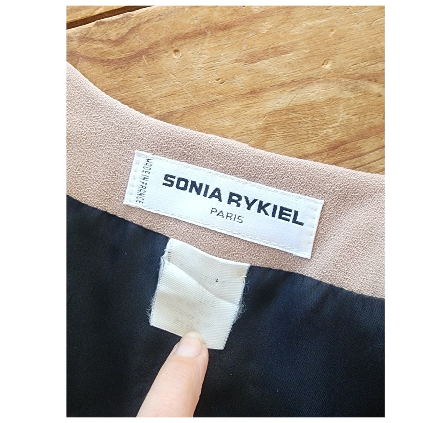 Vintage 1990s Sonia Rykiel Skirt Suit Beige Wool / M