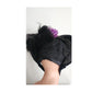 Antique Victorian Hat Black Bonnet Feathers Sequins Lace & Purple Flowers
