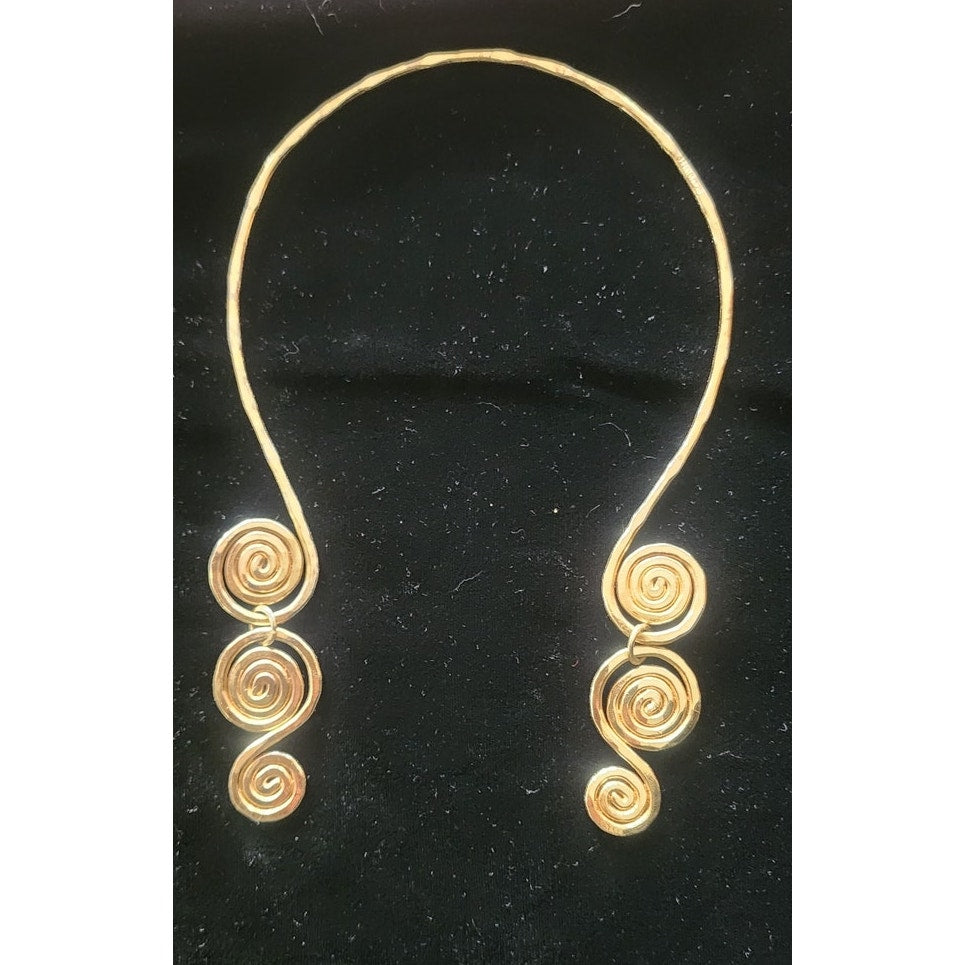 Vintage Gold Torque Choker Spiral Necklace Open Cuff