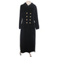 Vintage 1960s Black Velvet Opera Coat Double Breasted Gold Buttons