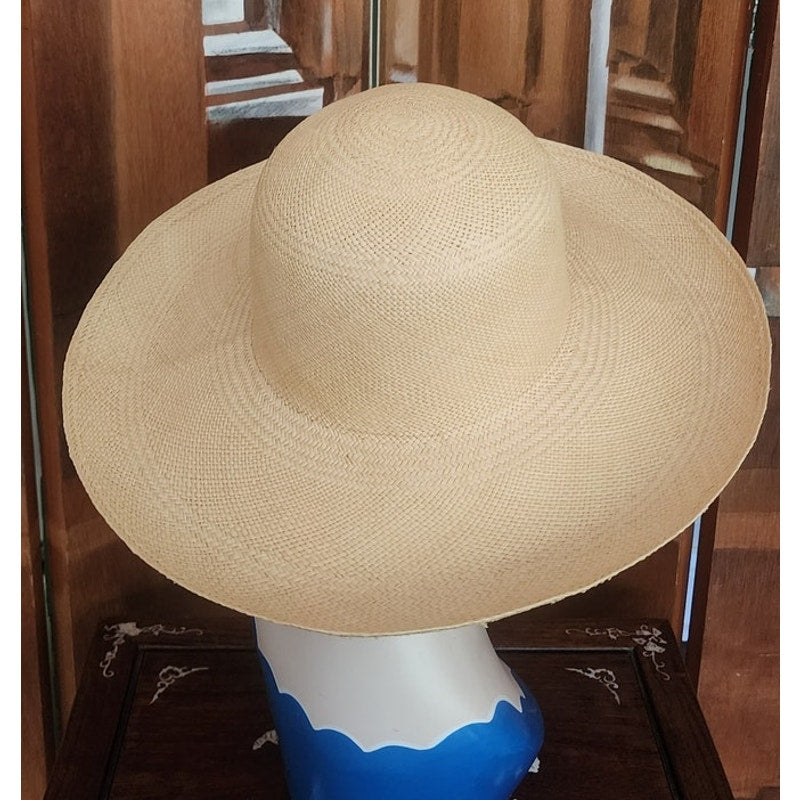 Vintage 90s Brooks Brothers Panama hat Handwoven Beige Cream Straw
