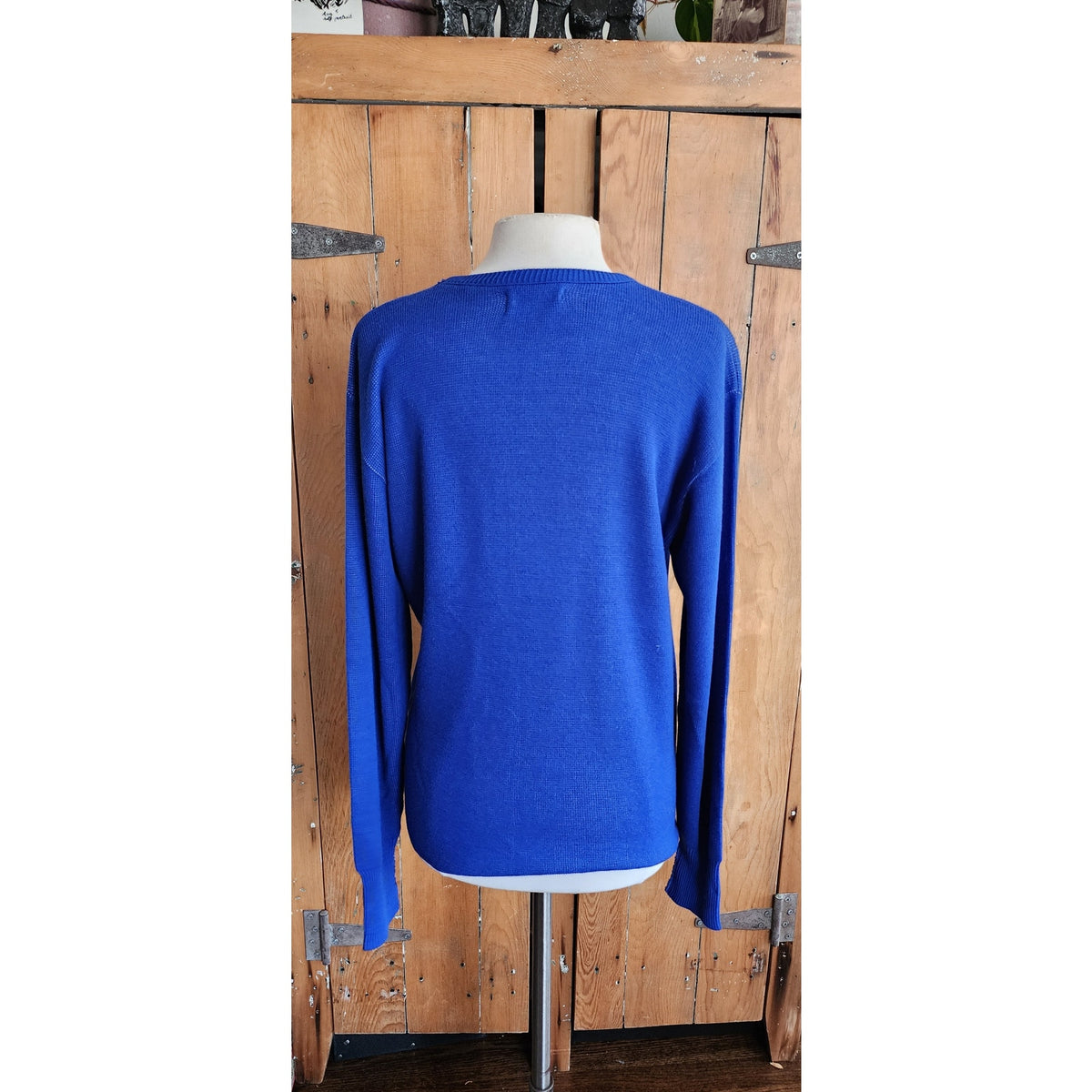 Vintage 70s Capital Records Sweater Blue Acrylic Broadway Knitting 