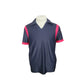 Vintage 90s Prada Linea Rossa Navy Blue Red Shoulder Piping Performance Polo Shirt
